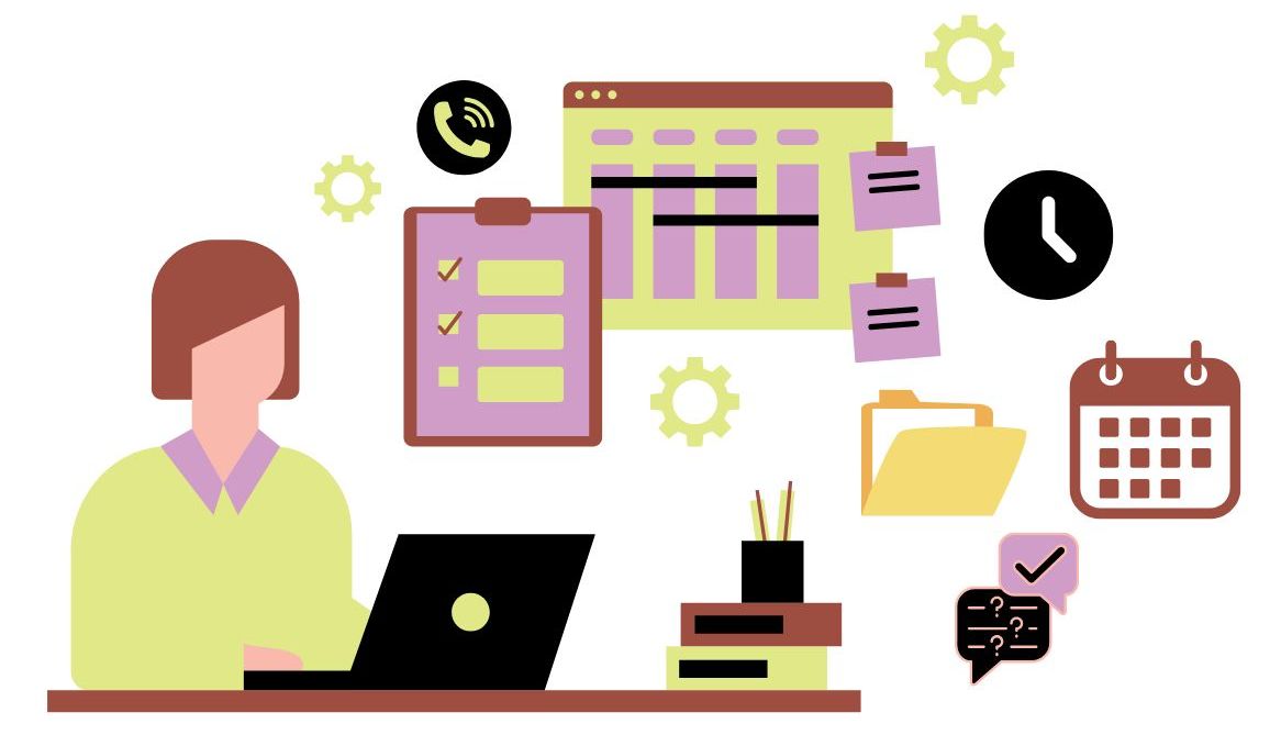 Graphical icons showing the skills and tasks of a VA