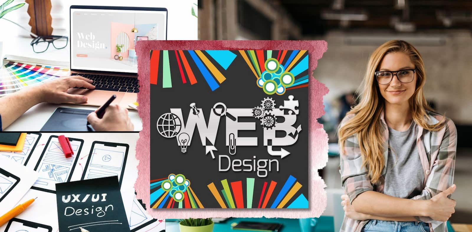 Collage showing Web Design online course