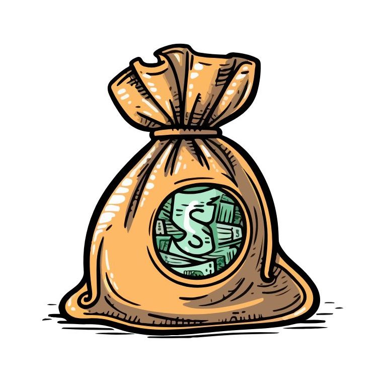 A bag full of money graphic illustration
