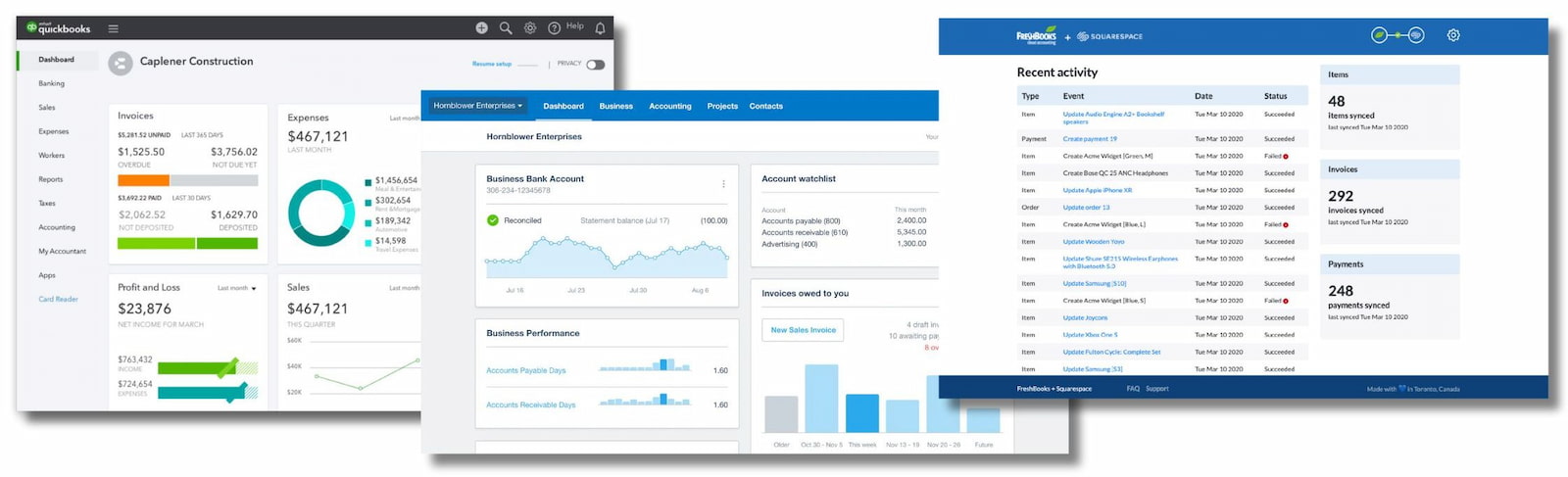 Screenshots of tools that Virtual bookkeepers use