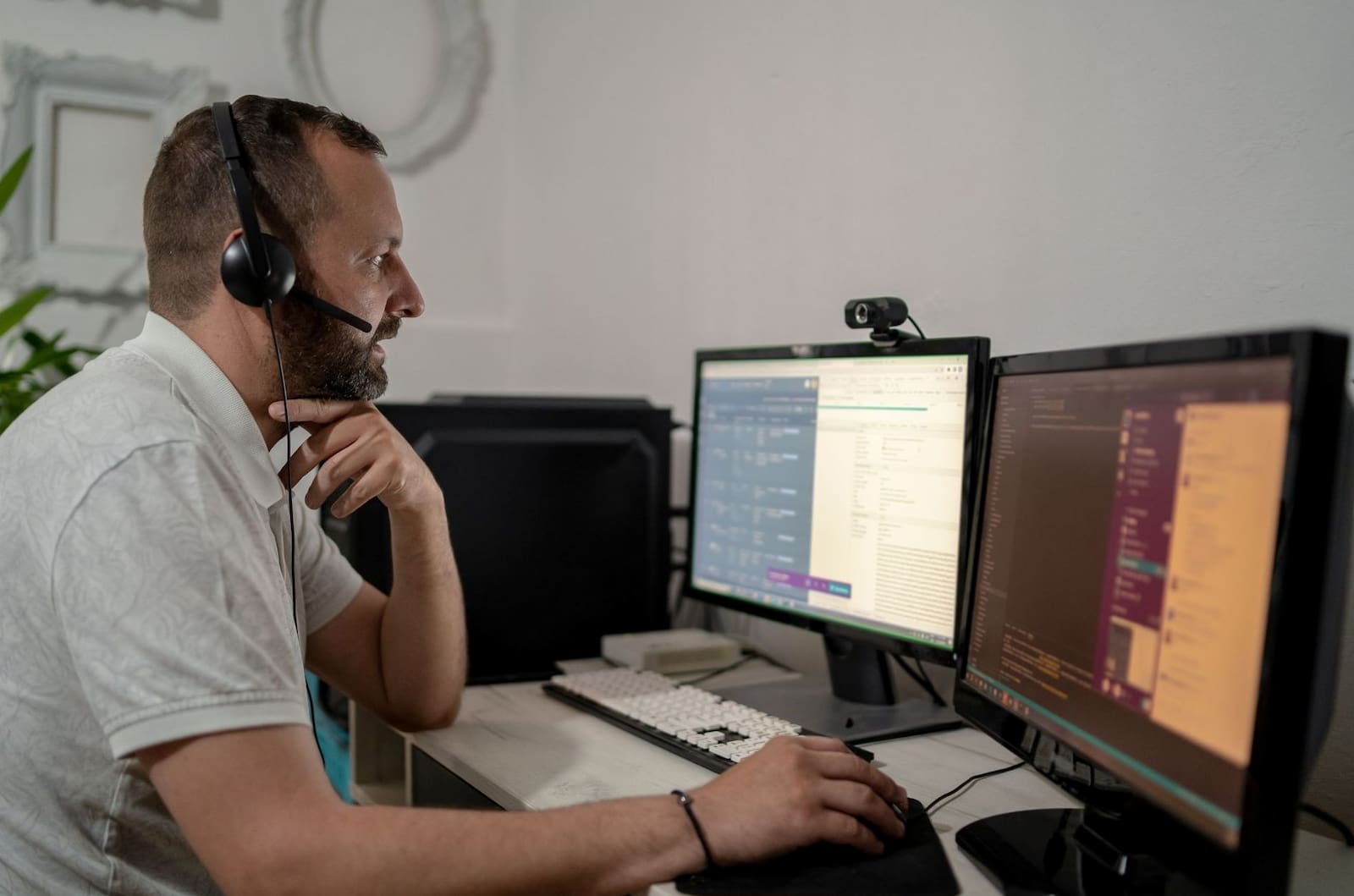 A man working from home