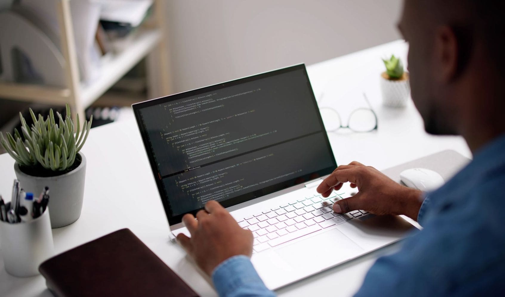 A man working on his laptop